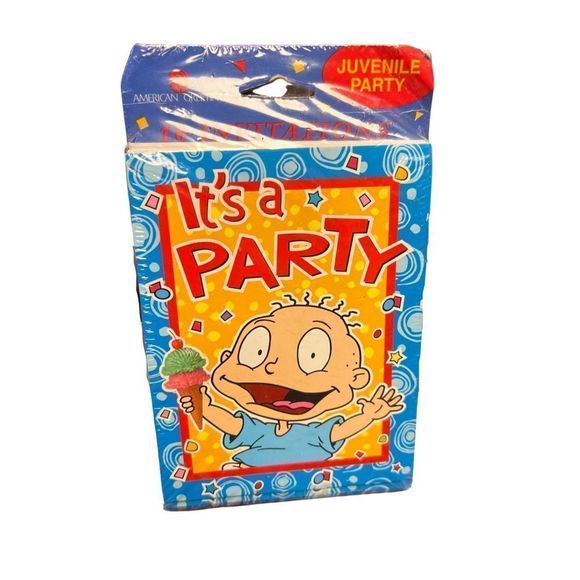 Rugrats Chuckie It's A Party 10 Invites Vintage Retro 90s American Greetings - Picture 1 of 3